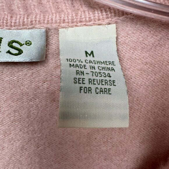 Orvis Cardigan Sweater 100% Cashmere M Pink Button-Up 3/4 Sleeves Soft & Cozy - Picture 5 of 12